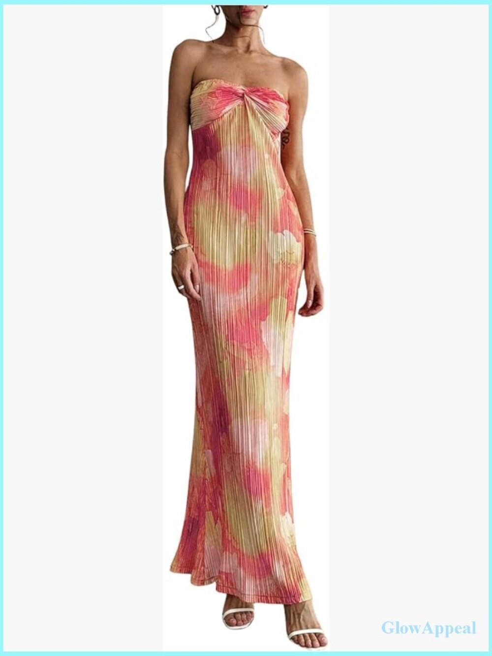 Women's Strapless Twist Front Maxi Dress Vacation Beachwear